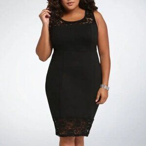 Torrid Lace Inset Bodycon Sleeveless Little Black Dress Size 24 Cocktail